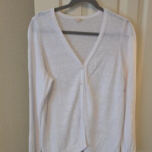 Eileen Fisher White Knit Cardigan Top